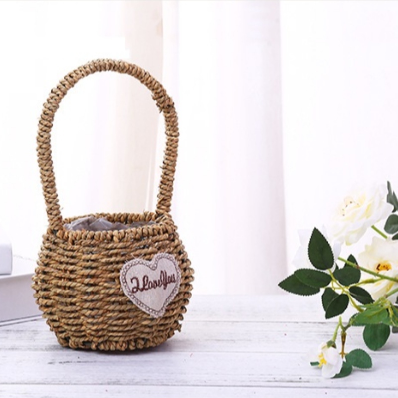 Handgjord Seagrass Basket med handtag